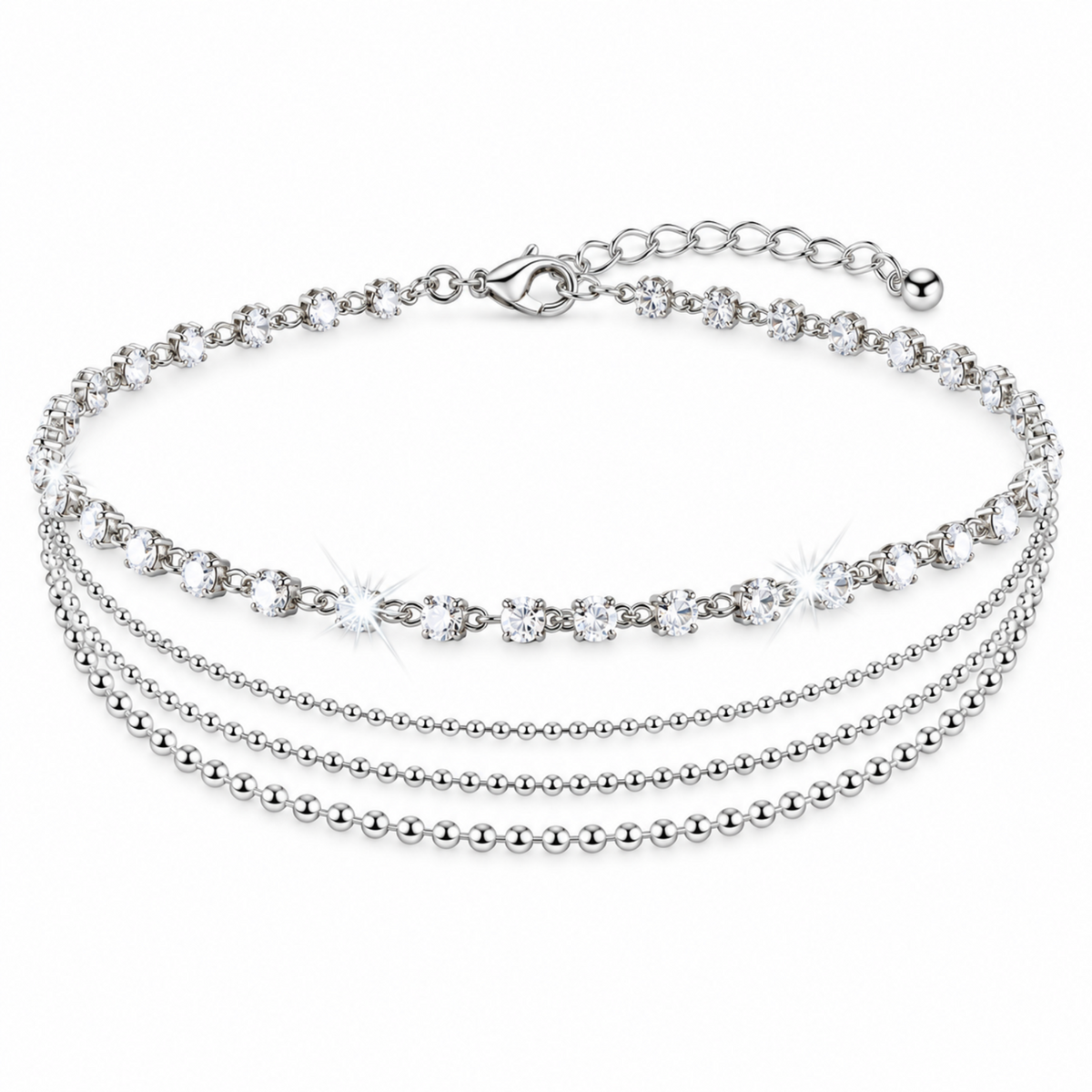Multi Row Crystal Chain Anklet Ankle Bracelet