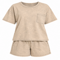 French Terry Acid Washed Relaxed Top & Short Set