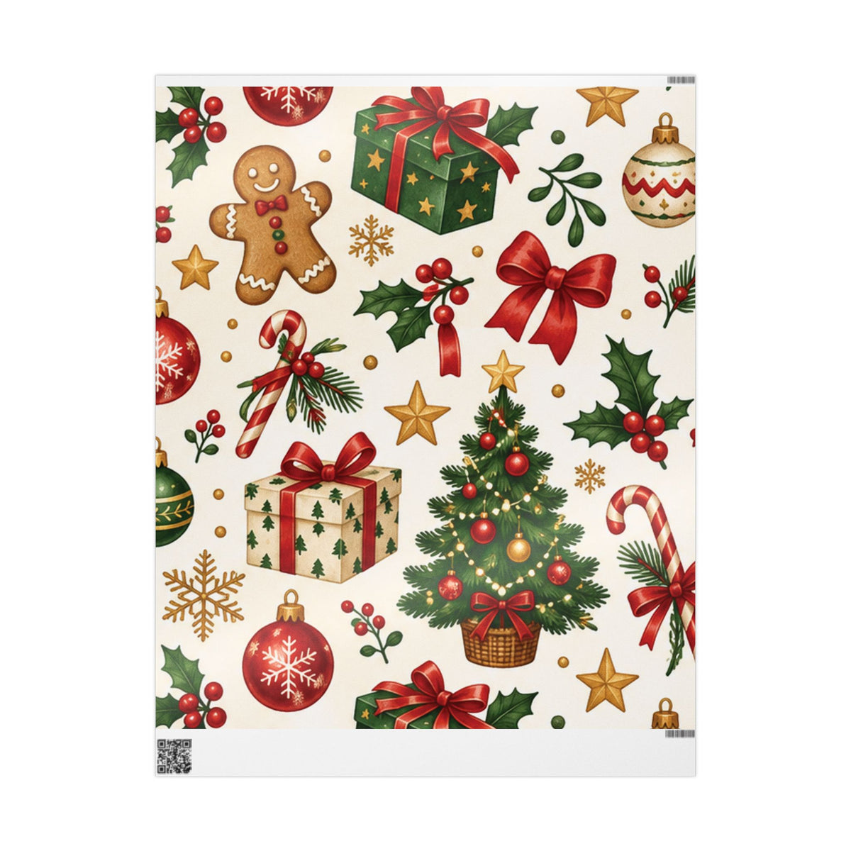 Christmas Pattern Wrapping Paper — Gingerbread, Ornaments & Holiday Gifts