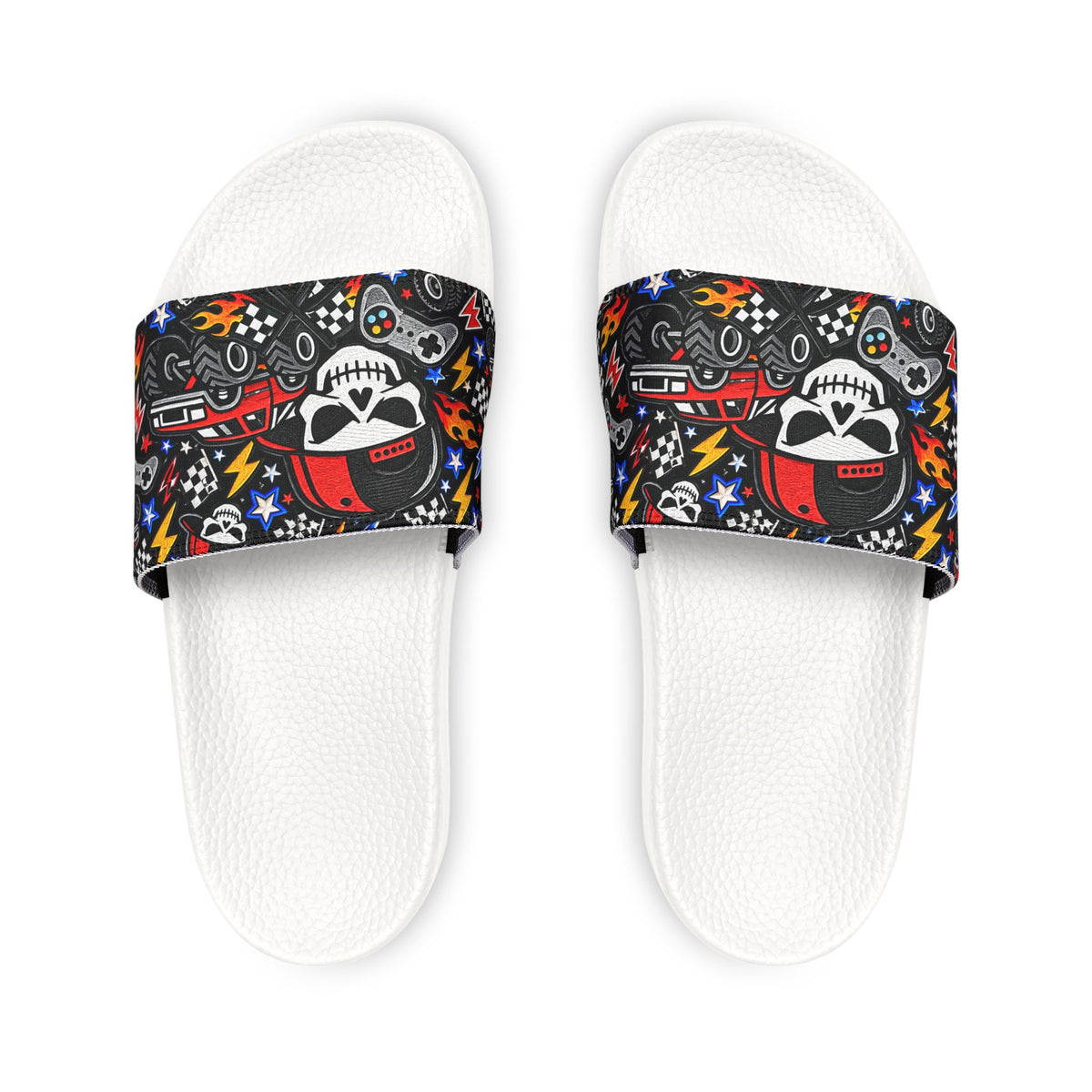 Skull Rider Kids Slides — Monster Truck Racing Sandals