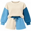 Cozy Contrast Colorblock Textured Lounge Set