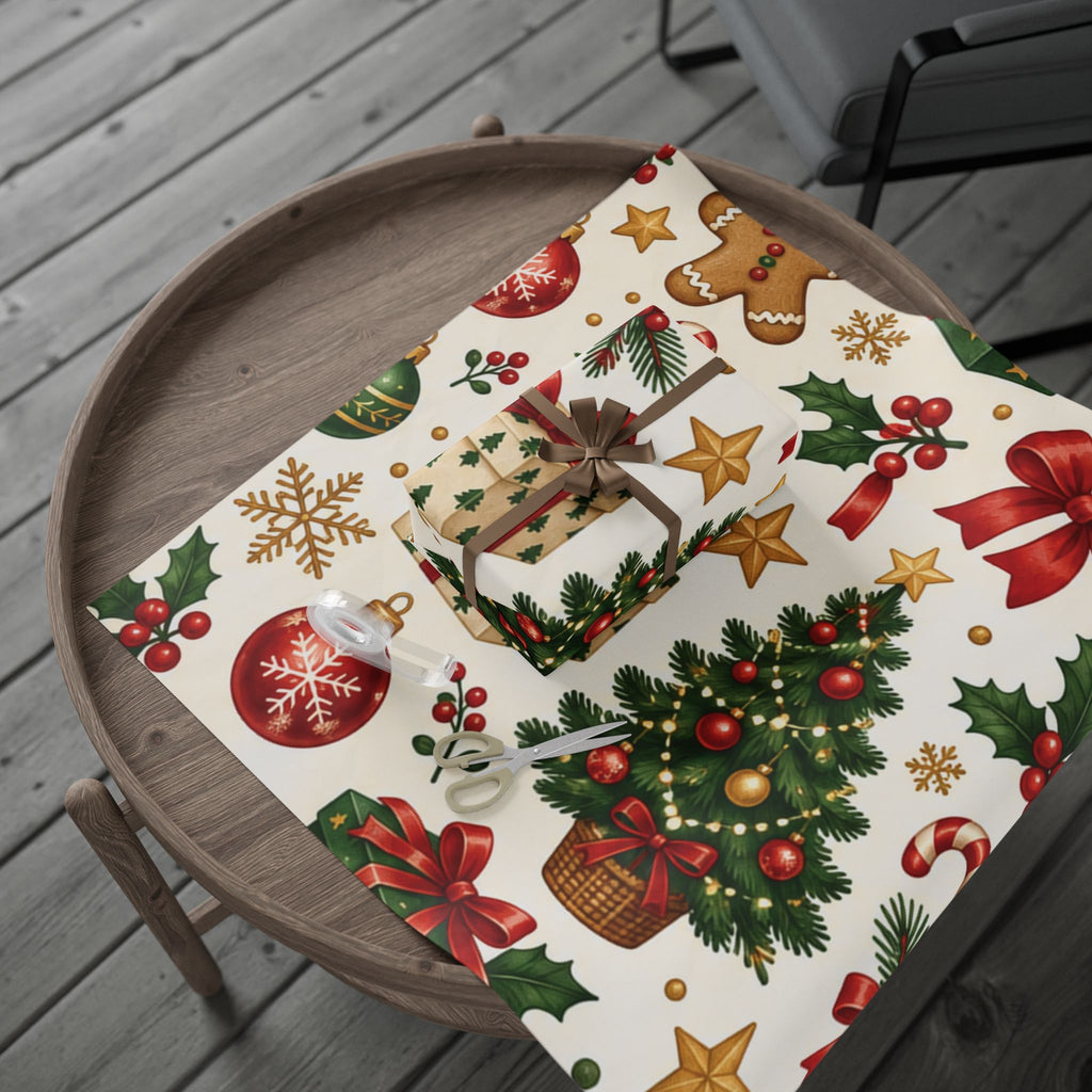 Christmas Pattern Wrapping Paper — Gingerbread, Ornaments & Holiday Gifts