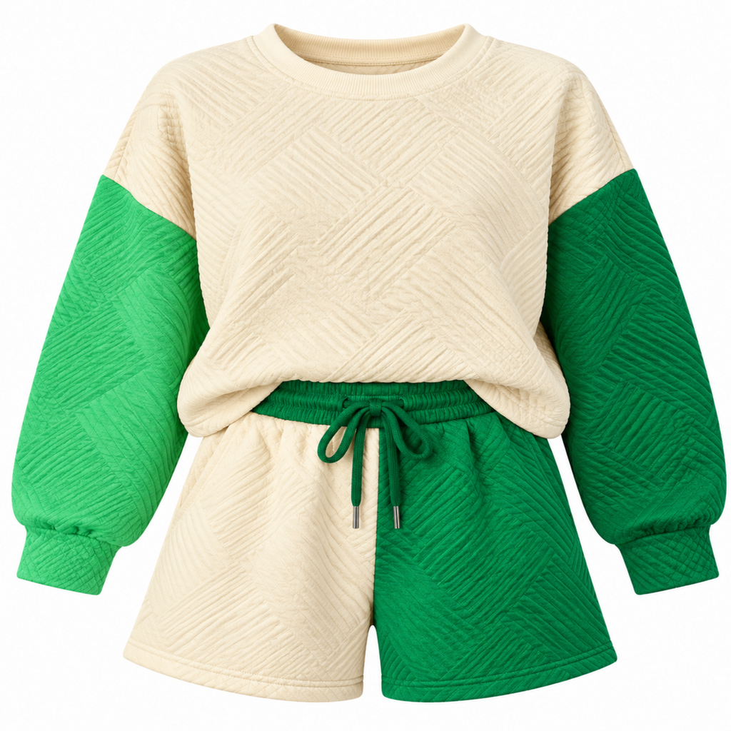 Cozy Contrast Colorblock Textured Lounge Set
