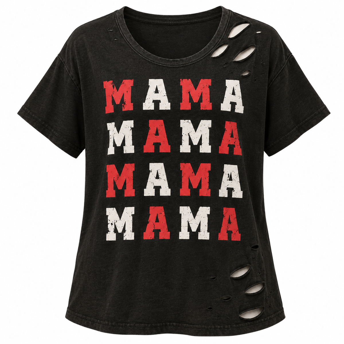 Mama on Repeat Distressed Graphic Tee