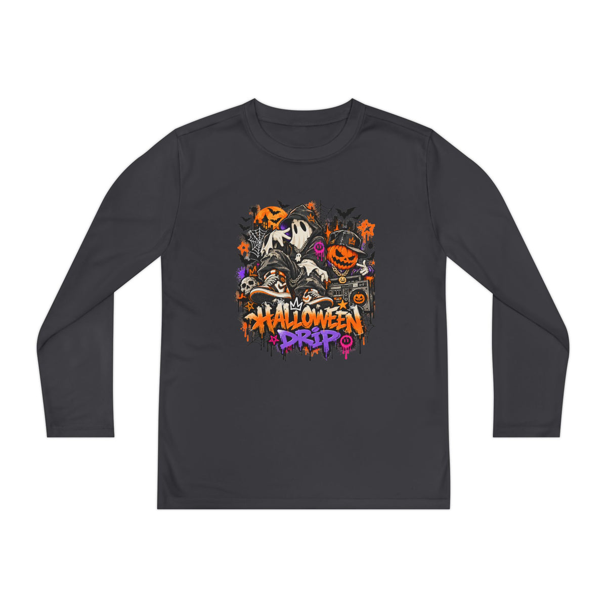 Halloween Drip Streetwear Graphic Tee — Ghost & Pumpkin Hip-Hop Edition