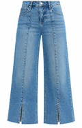 The Sculpted Crop Wide-Leg Slit Jeans