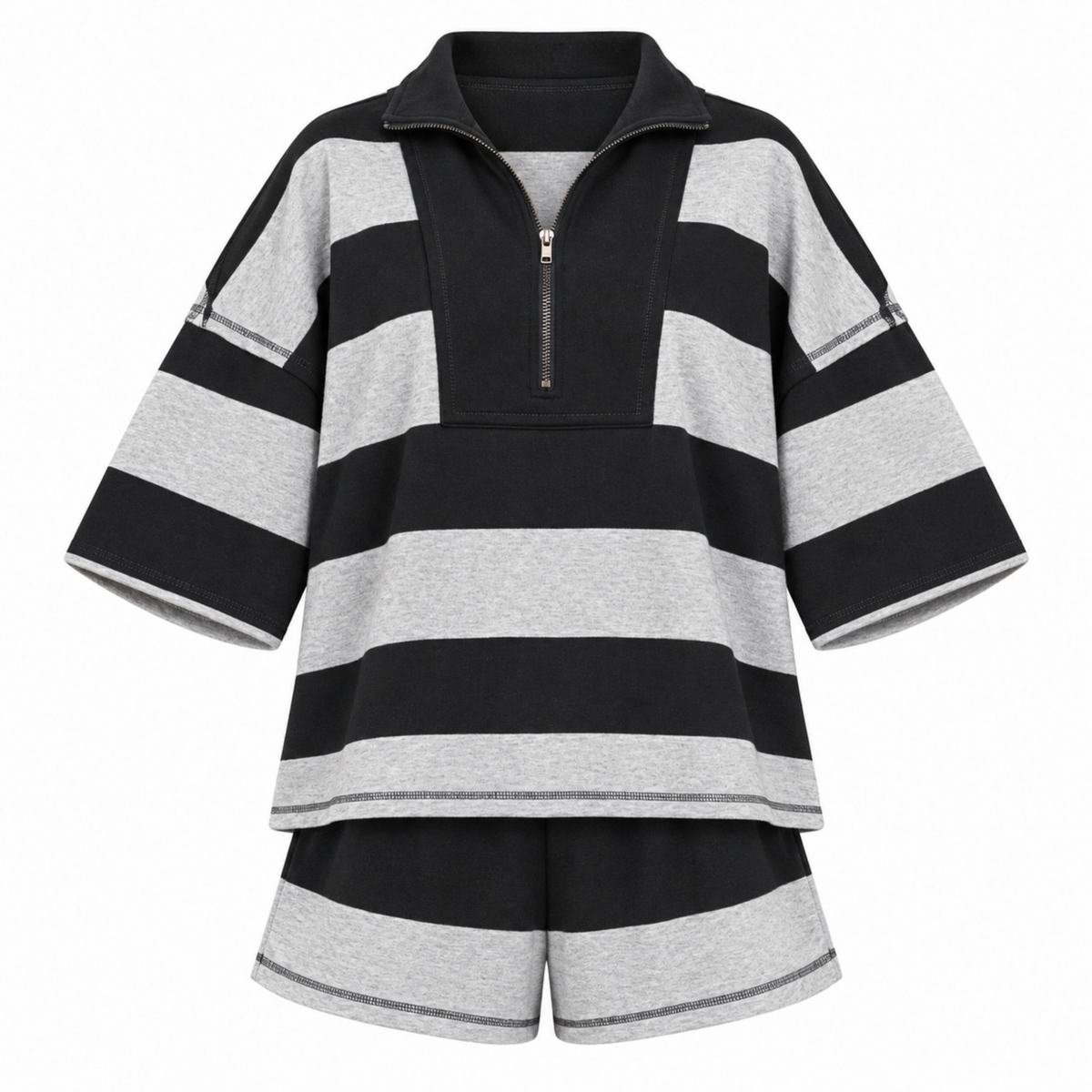 Varsity Stripe Half-Zip Lounge Set