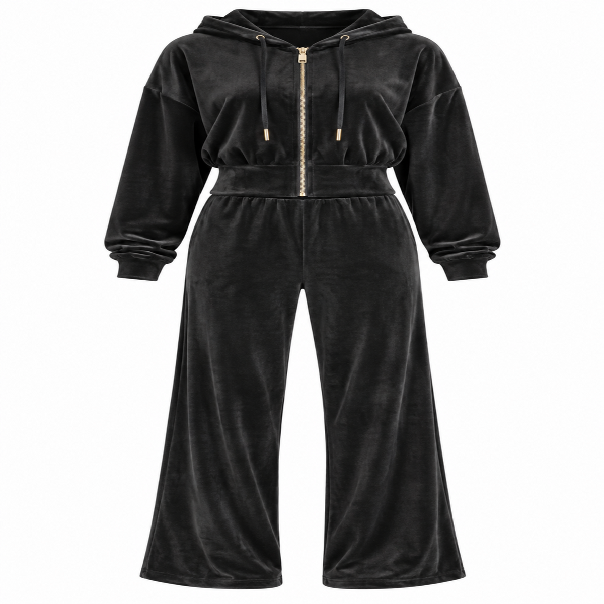 Velvet Zip Up Hoodie and Pants Set