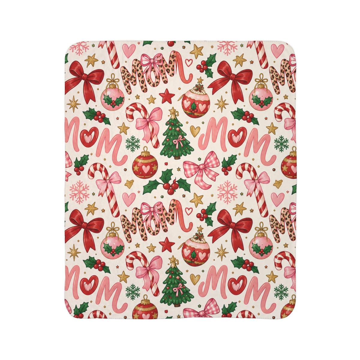 Merry Mama Sherpa Blanket — Coquette Candy Cane Christmas Throw