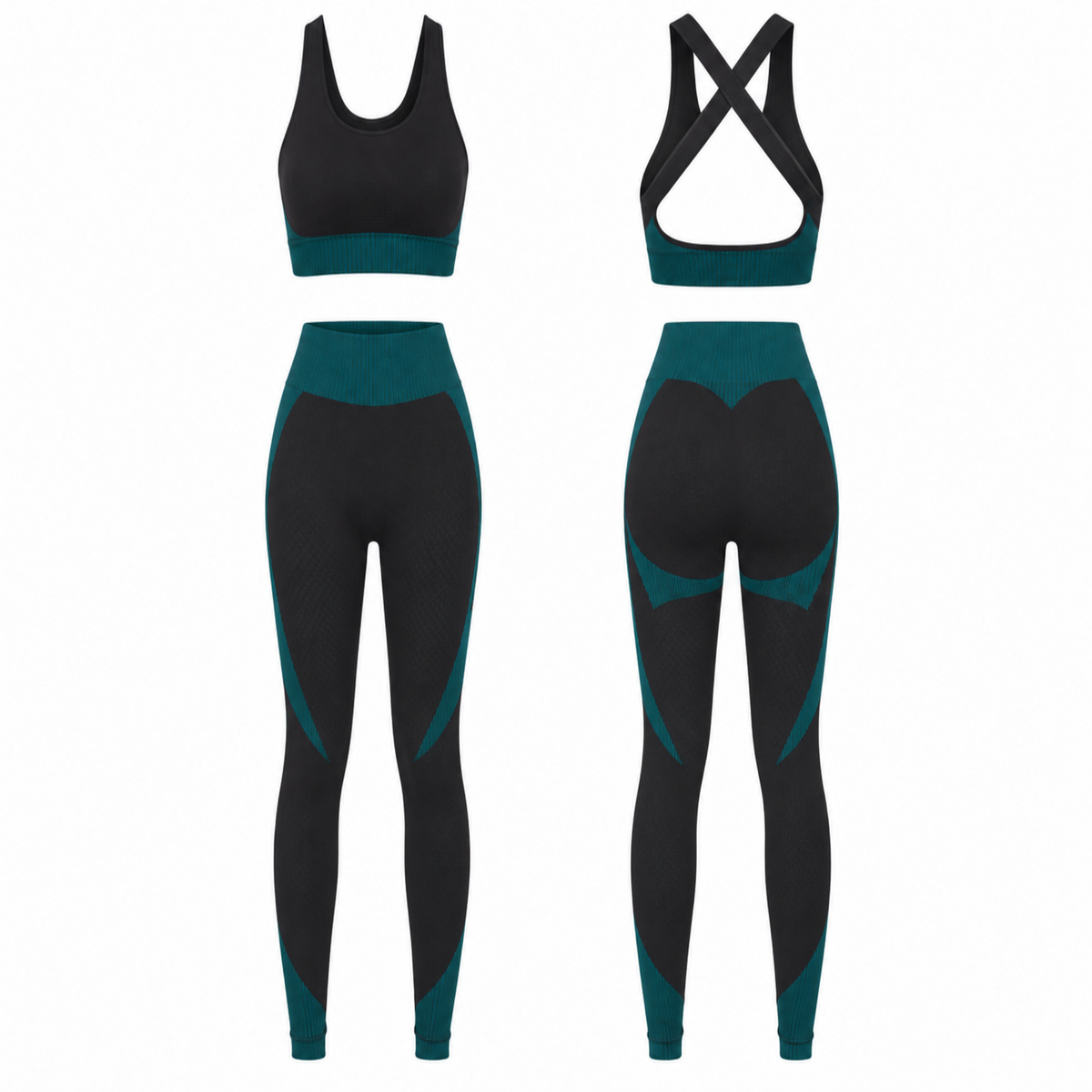 Seamless Active Set – Black & Teal