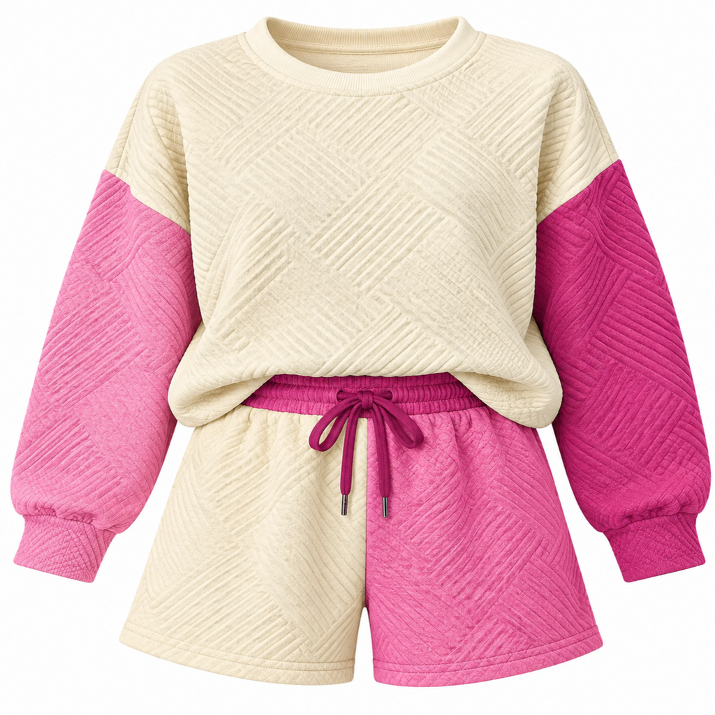 Cozy Contrast Colorblock Textured Lounge Set