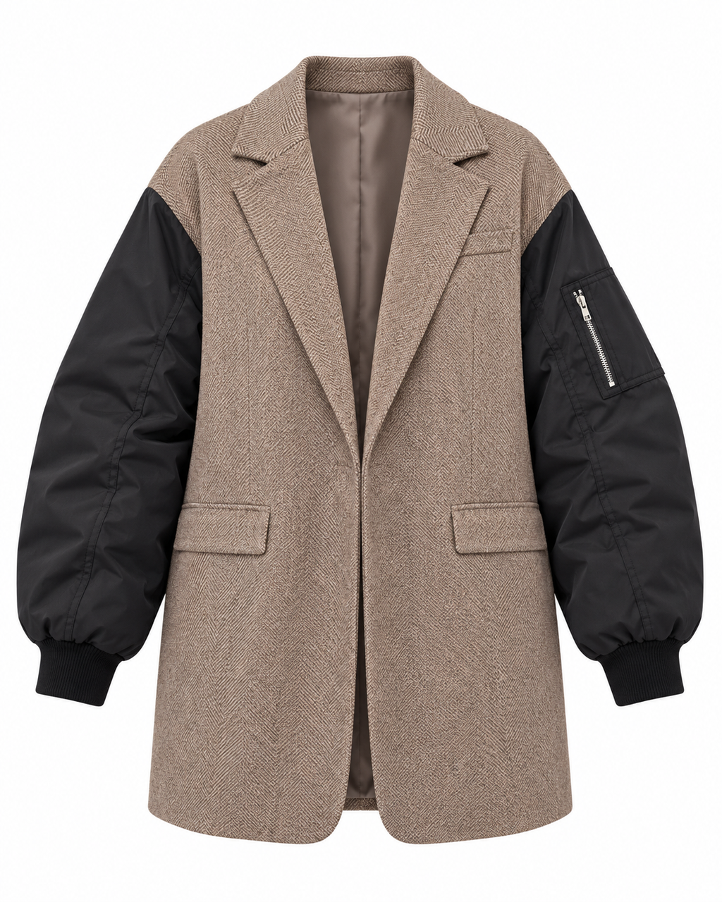 Downtown Edge Mixed-Media Blazer Jacket