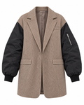 Downtown Edge Mixed-Media Blazer Jacket
