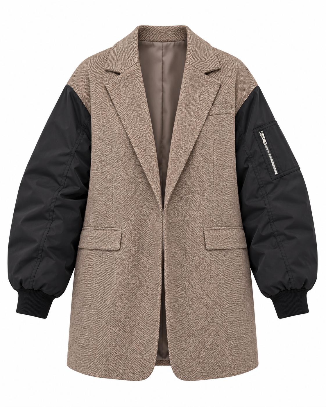 Downtown Edge Mixed-Media Blazer Jacket