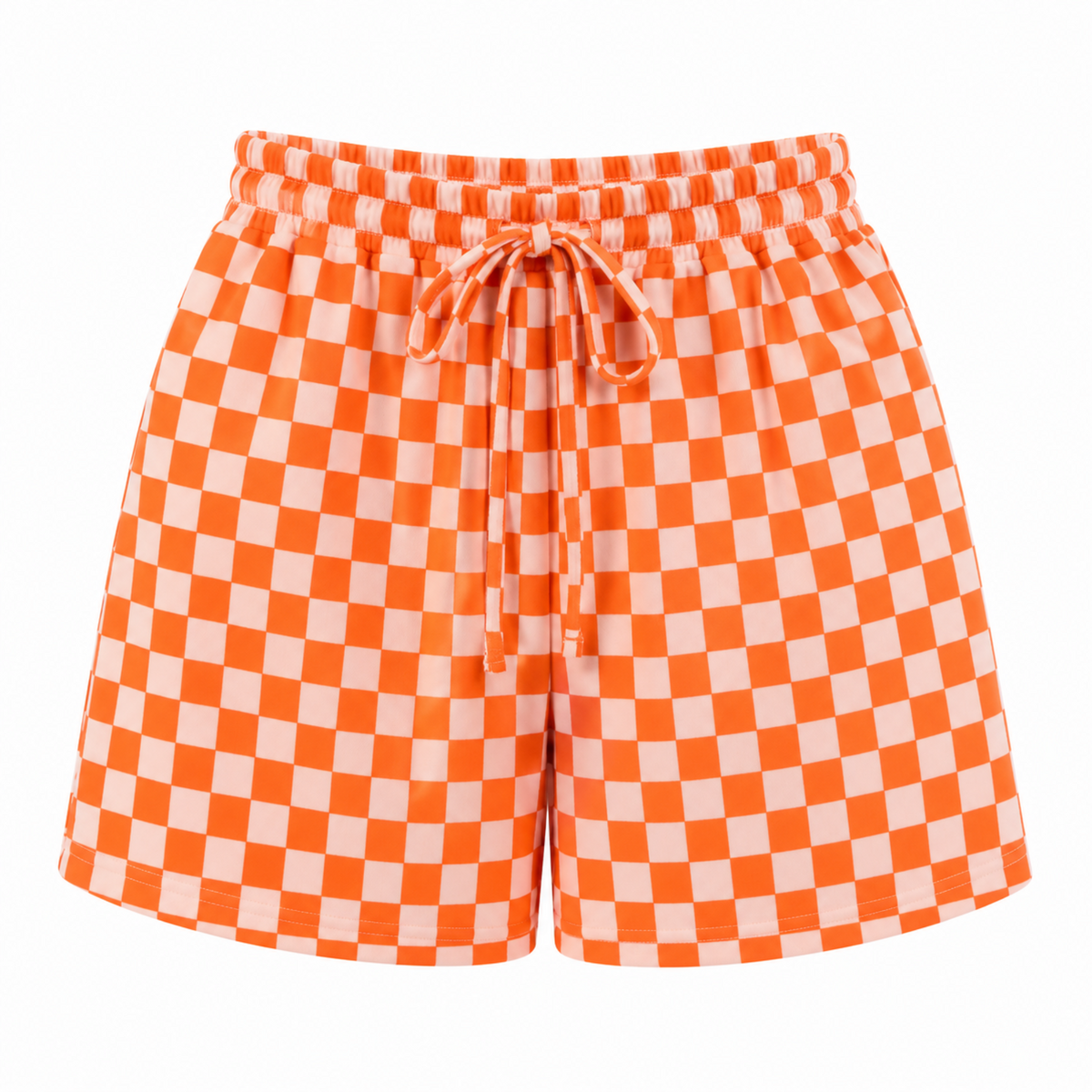 Ces Femme Checkered Round Neck Top and Shorts Set