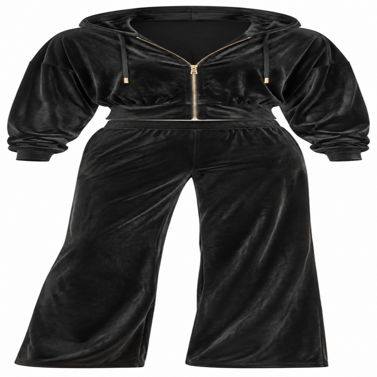 Velvet Zip Up Hoodie and Pants Set