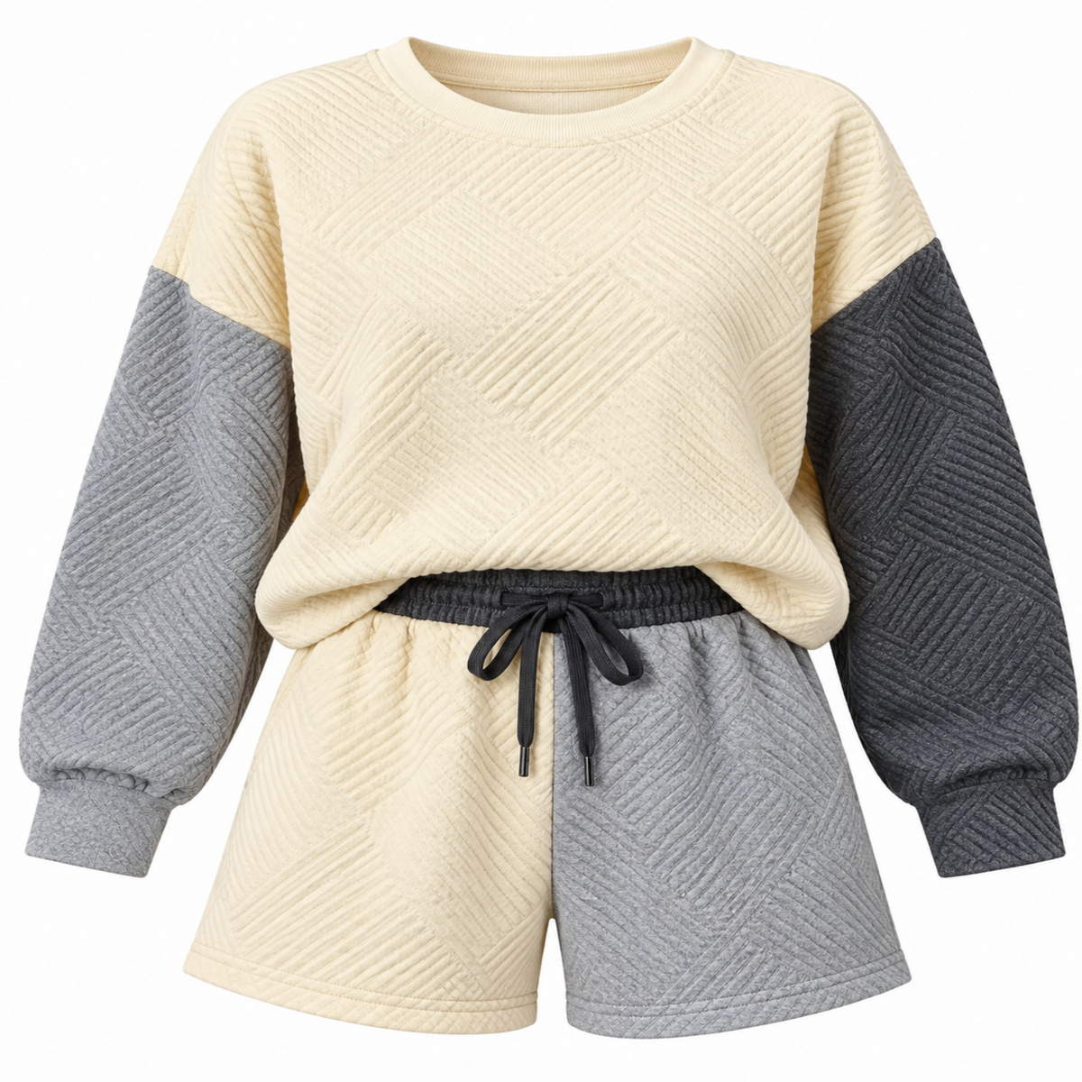 Cozy Contrast Colorblock Textured Lounge Set
